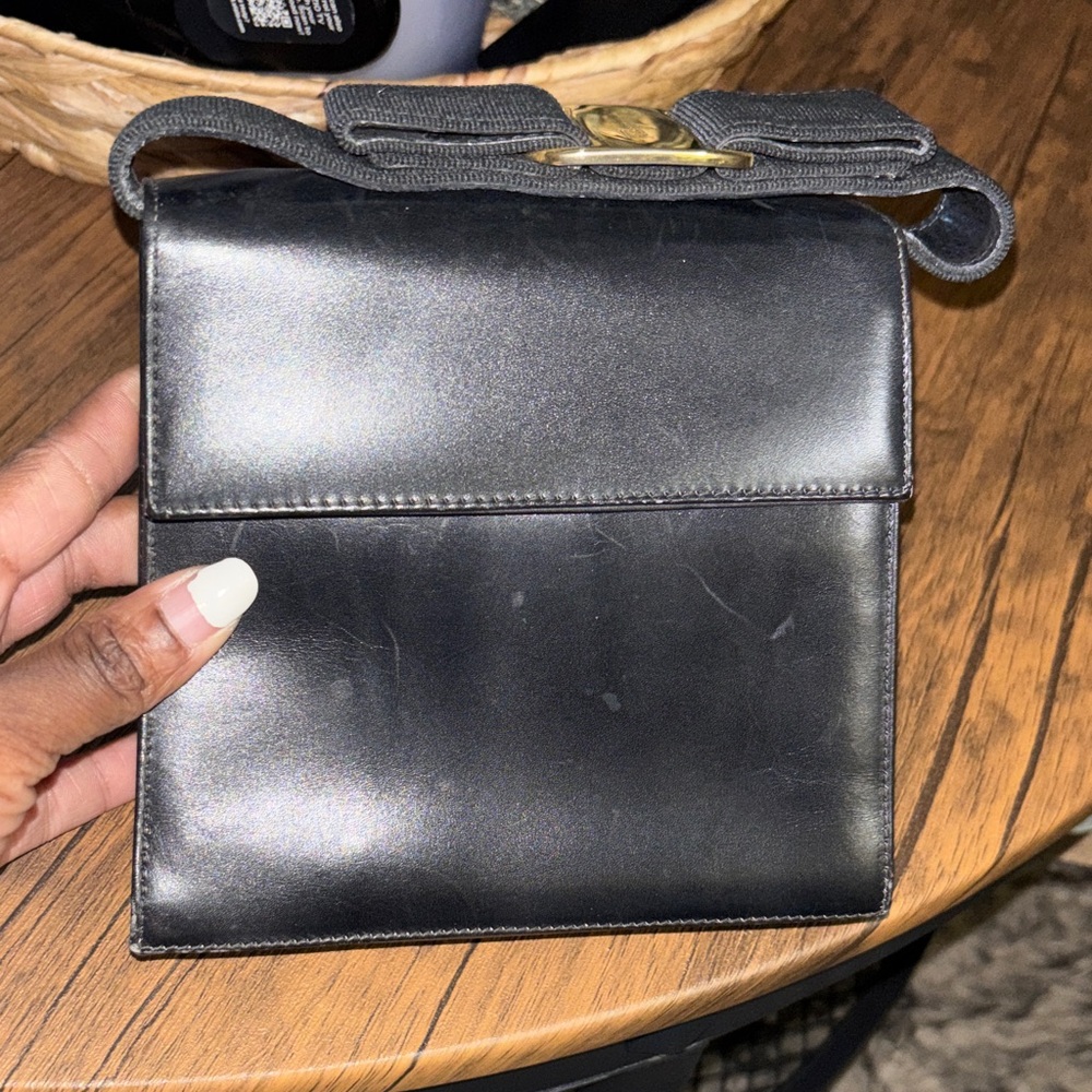 Vintage Salvatore Ferragamo Black Leather Mini Bag
